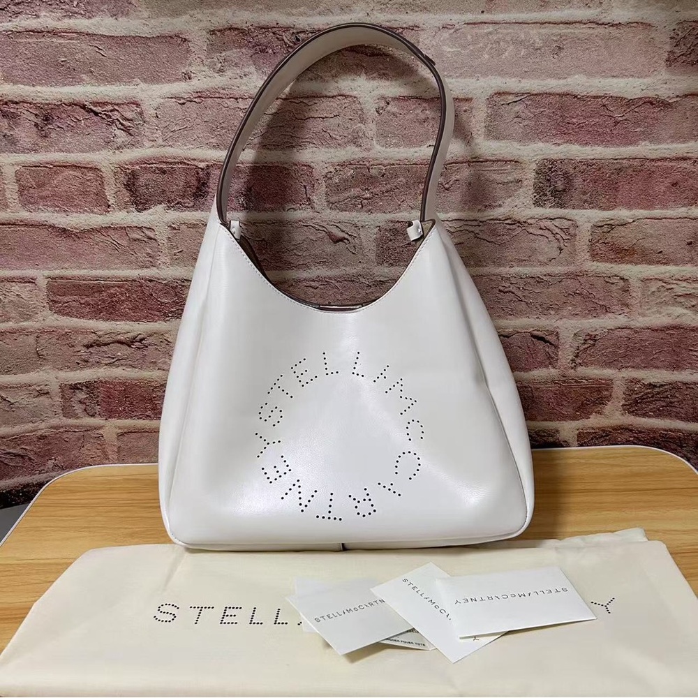 NEW Stella McCartney Logo Slouchy Hobo Tote Bag in white